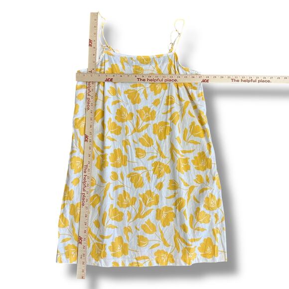 Old Navy Yellow Floral Linen Blend Mini Dress L Adjustable Straps Sundress - Picture 3 of 10